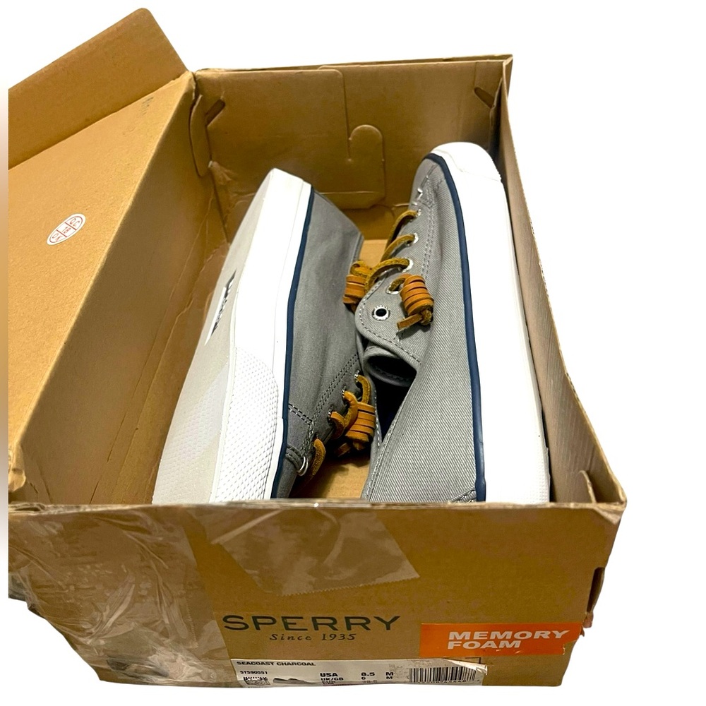 🌟🌟🌼NIB Sperry Men's Gray Canvas Boat Shoes